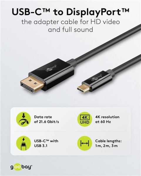 Goobay USB-C to DisplayPort Cable 4K at 60 Hz, 1 m | 75704