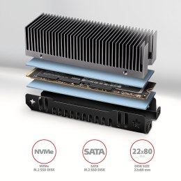 AXAGON Aluminum passive cooler for single and double-sided M.2 SSDs size 2280, height 24 mm | CLR-M2XT
