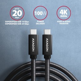 AXAGON SPEED + USB-C, USB 20Gbps Cable, 0.5 m | BUCM32-CM05AB | USB Type-C to USB Type-C