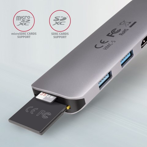 AXAGON SuperSpeed USB-C COMBO 5in1 Hub | HMC-5