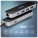 AXAGON USB-C 5Gbps GLASS 6in1 Hub | HMC-6GLN
