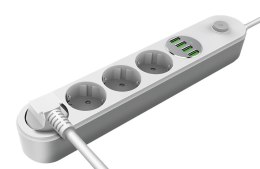 ColorWay CW-CHE44W Gniazdo zasilania 4 wtyki / 4USB, biały, 2m