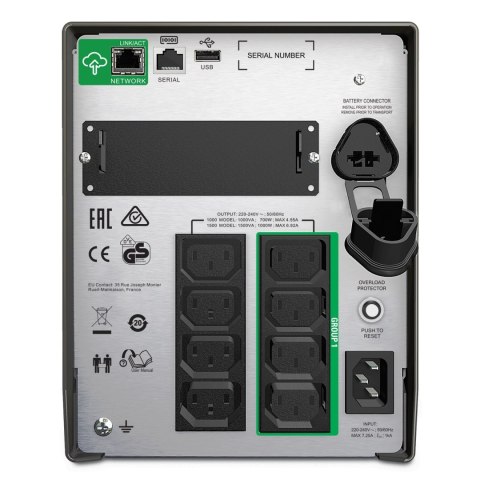 Schneider Electric APC Smart-UPS, Tower, 8x IEC C13 outlets, SmartConnect Port+SmartSlot, AVR, LCD | SMT1000IC | 1000 VA | 700 W