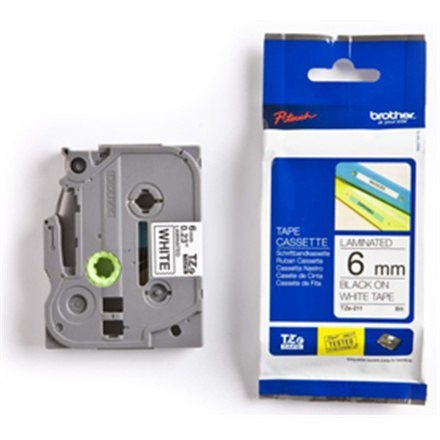 Brother | TZe-211 | Taśma laminowana | Termiczna | Czarna na białym | Rolka (0,6 cm x 8 m)