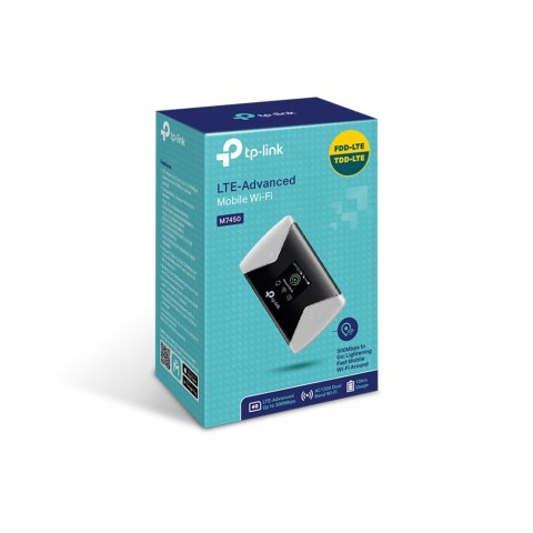 TP-LINK | 4G LTE Advanced Mobile Wi-Fi | M7450 | 802.11ac | 867 Mbit/s | Mbit/s | Porty Ethernet LAN (RJ-45) | Obsługa sieci mes