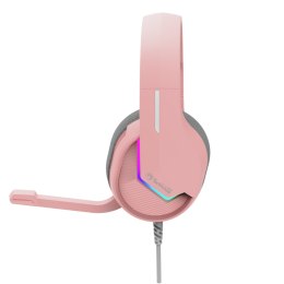 Marvo TACTIC 40, słuchawki z mikrofonem, przewodowa, różowa, 2.0, podświetlane, USB