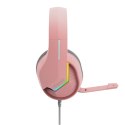 Marvo TACTIC 40, słuchawki z mikrofonem, przewodowa, różowa, 2.0, podświetlane, USB