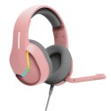 Marvo TACTIC 40, słuchawki z mikrofonem, przewodowa, różowa, 2.0, podświetlane, USB