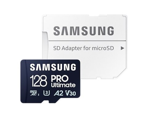Samsung | Karta microSD | PRO Ultimate | 128 GB | Karta pamięci microSDXC | Pamięć flash klasy U3, V30, A2 | Adapter SD