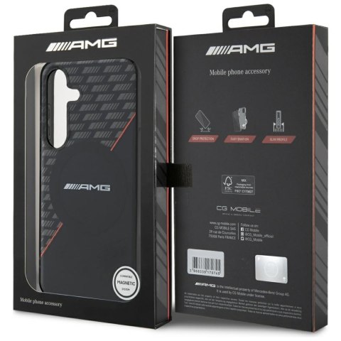 Etui AMG Double Layer Rhombs MagSafe do Samsung Galaxy S25 czarno-czerwony