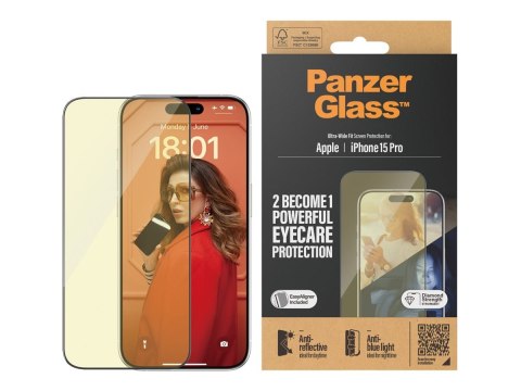 PanzerGlass | Ochraniacz ekranu - szkło | Apple iPhone 15 Pro | Szkło | Czarny | Przezroczysty