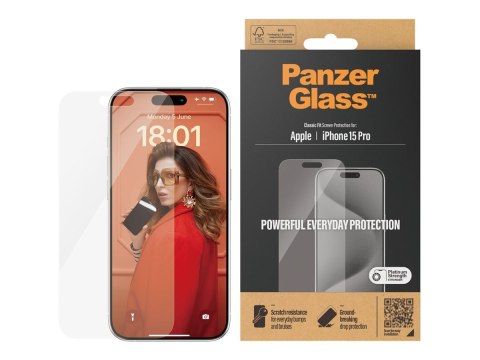 PanzerGlass | Ochraniacz ekranu - szkło | Apple iPhone 15 Pro | Szkło hartowane | Przezroczysty
