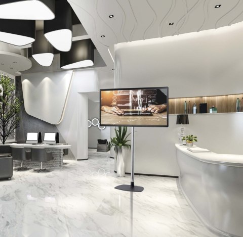 EDBAK | Stojak pod ekran płaski 40-75" | Stojak na podłogę | STDV100 | Regulacja wysokości, Nachylenie | Czarny