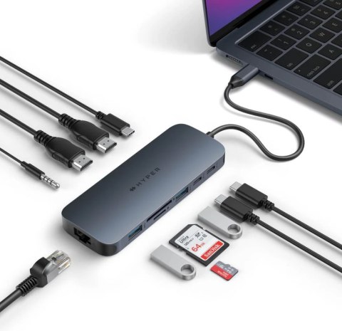Hyper HyperDrive EcoSmart Gen.2 Dual HDMI USB-C 11-in-1 Hub w 140 W PD3.1 Pass-Thru - For MST enabled devices