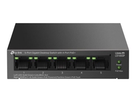 TP-LINK LS105GP 5-Port Gigabit Desktop Switch with  4-Port PoE+