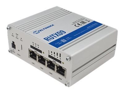 Wytrzymały przemysłowy router LTE-A Cat6 | RUTX09 | Brak Wi-Fi | 10/100/1000 Mbit/s | Porty Ethernet LAN (RJ-45) 4 | Obsługa sie