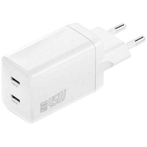 Ładowarka sieciowa 4smarts PDPlug Dual 45W GaN 2xUSB-C biała