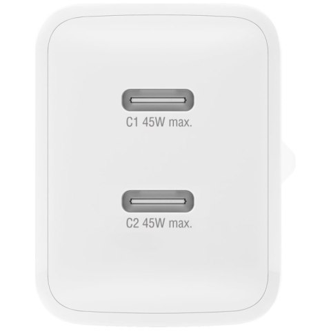 Ładowarka sieciowa 4smarts PDPlug Dual 45W GaN 2xUSB-C biała