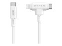 Hyper HyperJuice Silikonowy kabel USB-C do USB-C i Lightning Hybrid 60W, biały | Hyper