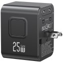 Ładowarka sieciowa USAMS Travel Adapter CC309 2xUSB-C 25W 4w1 US/AU/EU/UK czarny