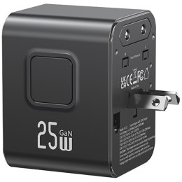 Ładowarka sieciowa USAMS Travel Adapter CC309 2xUSB-C 25W 4w1 US/AU/EU/UK czarny