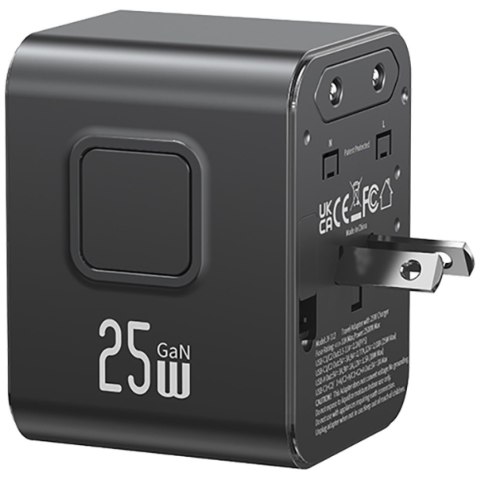 Ładowarka sieciowa USAMS Travel Adapter CC309 2xUSB-C 25W 4w1 US/AU/EU/UK czarny