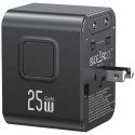 Ładowarka sieciowa USAMS Travel Adapter CC309 2xUSB-C 25W 4w1 US/AU/EU/UK czarny