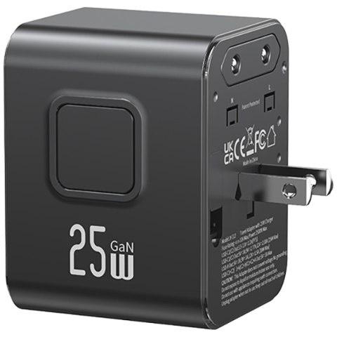 Ładowarka sieciowa USAMS Travel Adapter CC309 2xUSB-C 25W 4w1 US/AU/EU/UK czarny