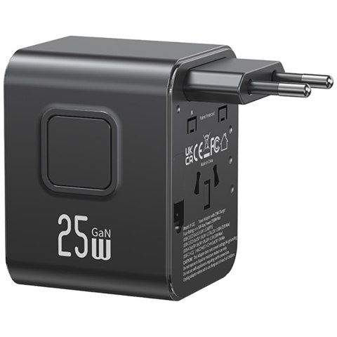 Ładowarka sieciowa USAMS Travel Adapter CC309 2xUSB-C 25W 4w1 US/AU/EU/UK czarny