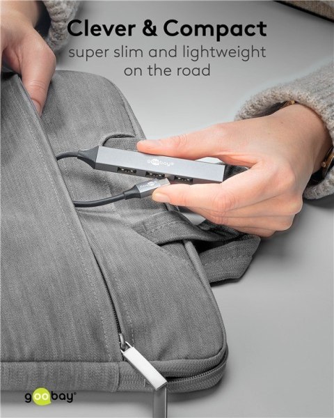 Goobay Slim 4-Port USB Hub, USB-C to USB-A, 5 Gbit/s | 74457