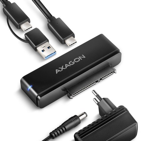 Adapter AXAGON ADSA-FPX USB-C 10Gbps - SATA 6G 2,5"/3,5" SSD/HDD FAST PORT X z zasilaczem sieciowym. | AXAGON