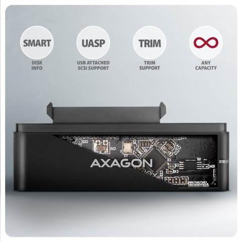 Adapter AXAGON ADSA-FPX USB-C 10Gbps - SATA 6G 2,5"/3,5" SSD/HDD FAST PORT X z zasilaczem sieciowym. | AXAGON