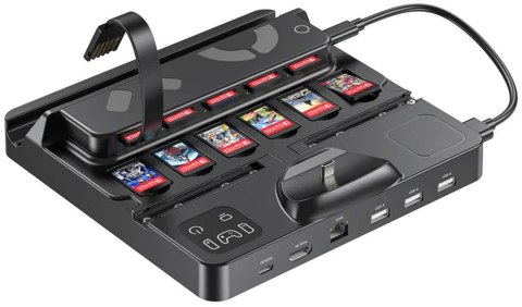Unitek stacja ładująca Switch z przełącznikiem i czytnikiem kart do gier