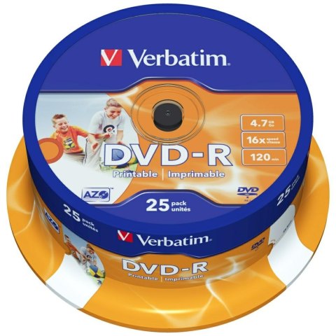 Płyta DVD-R Verbatim Wide Inkjet Printable 4.7GB 16X 25szt 43538