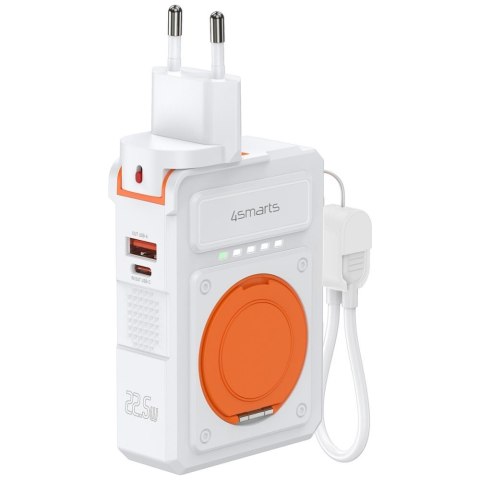 Ładowarka hybrydowa 4smarts 6w1 USB-C/USB-A PD 20W z powerbankiem 10 000 mAh, ładowanie indukcyjne Qi, kabel USB-C, sto