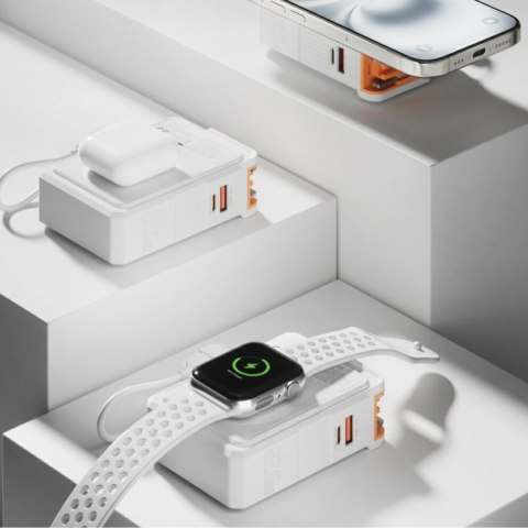 Ładowarka hybrydowa 4smarts 6w1 USB-C/USB-A PD 20W z powerbankiem 10 000 mAh, ładowanie indukcyjne Qi, kabel USB-C, sto