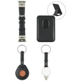 Zestaw akcesoriów 4w1 4smarts Style portfel MagSafe, ładowarka do Apple Watch, pasek do Apple Watch, etui na AirTag, czarny