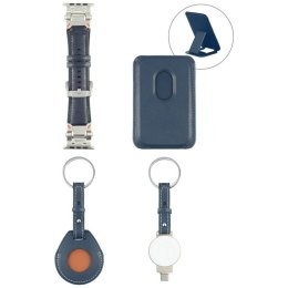 Zestaw akcesoriów 4w1 4smarts Style portfel MagSafe, ładowarka do Apple Watch, pasek do Apple Watch, etui na AirTag, niebie