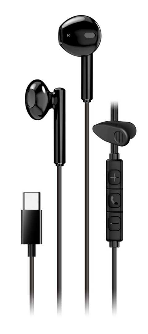 Genius HS-M366, słuchawki z mikrofonem, czarna, 360°obrotowy klips, USB Type-C