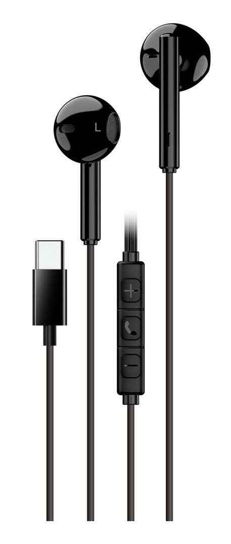 Genius HS-M366, słuchawki z mikrofonem, czarna, 360°obrotowy klips, USB Type-C