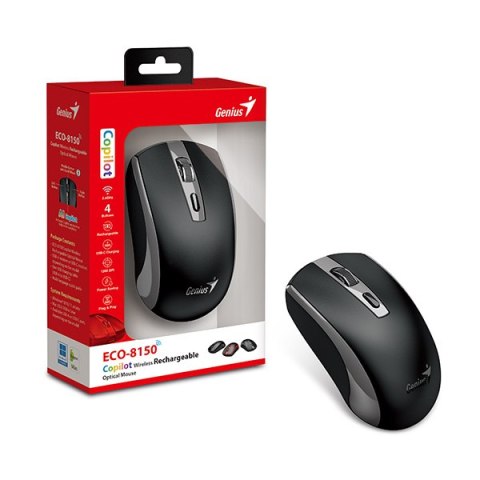 Mysz bezprzewodowa, Genius ECO-8150, czarno-szara, optyczna, 1200DPI