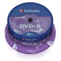 Verbatim DVD+R, Matt Silver, 43500, 4.7GB, 16x, spindle, 25-pack, bez możliwości nadruku, 12cm, do archiwizacji danych