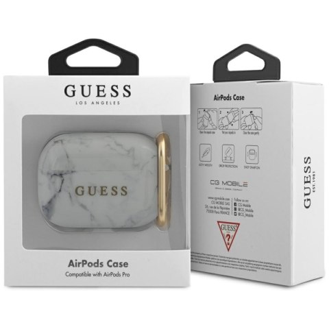 Guess GUACAPTPUMAWH AirPods Pro cover biały/white Marble Collection
