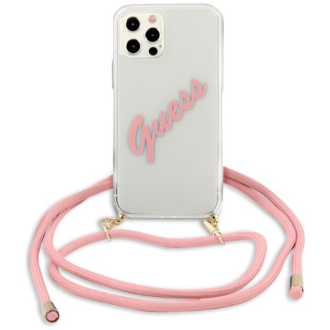 Guess GUHCP12LCRTVSPI iPhone 12 Pro Max 6,7" różowy/pink hardcase Script Vintage