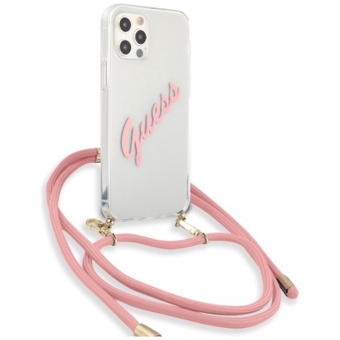 Guess GUHCP12LCRTVSPI iPhone 12 Pro Max 6,7" różowy/pink hardcase Script Vintage