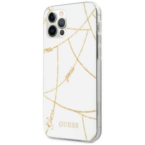 Guess GUHCP12LPCUCHWH iPhone 12 Pro Max 6,7" biały/white hardcase Gold Chain Collection