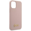 Guess GUHCP12SLSLMGLP iPhone 12 mini 5,4" jasnoróżowy/light pink hardcase Silicone Script Gold Logo