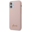Guess GUHCP12SLSLMGLP iPhone 12 mini 5,4" jasnoróżowy/light pink hardcase Silicone Script Gold Logo