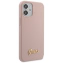 Guess GUHCP12SLSLMGLP iPhone 12 mini 5,4" jasnoróżowy/light pink hardcase Silicone Script Gold Logo