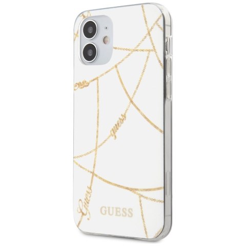 Guess GUHCP12SPCUCHWH iPhone 12 mini 5,4" biały/white hardcase Gold Chain Collection